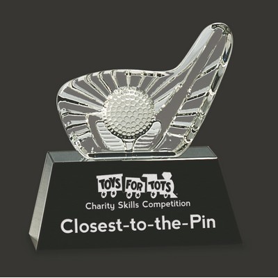 Hole in One Crystal Golf Award - 6'' H