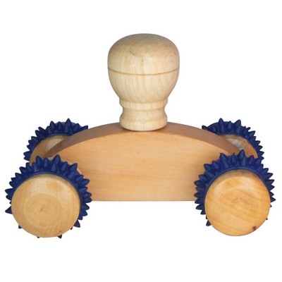 Small Wooden Massager w/ Textured Wheels