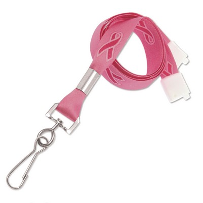 5/8" Pink Cancer Awareness Lanyards with Breakaway