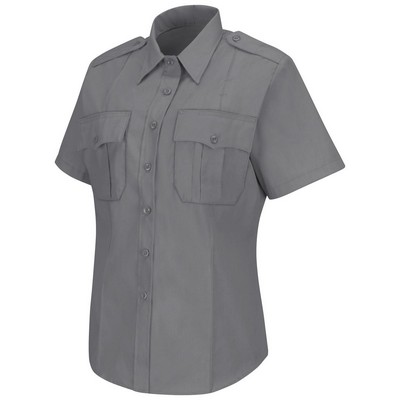 Horace Small™ Women's Short Sleeve Gray New Dimension® Stretch Poplin Shirt