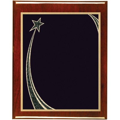 Rosewood Piano Finish Plaque with Black Rising Star Brass Plate, 8 x 10"