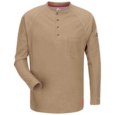 iQ Series® Men's Comfort Knit Long Sleeve Henley - Khaki Beige