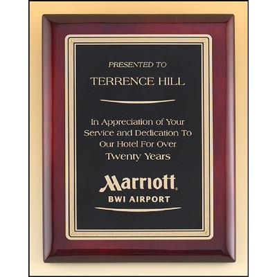 Rosewood & Black Piano Finish Plaque with Brass Plate (10.5" x 13")