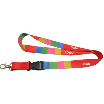 Polyester Dye Sublimated Customized Lanyard w/Lobster Clip and Buckle