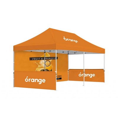 10x20ft Standard Hex Aluminum Frame (40mm post, 1.2mm gauge) w Dye Sublimation Canopy + Walls