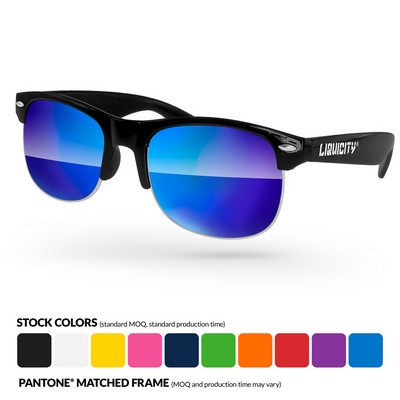 Club Sport Mirror Promotional Sunglasses W/Temple Imprint