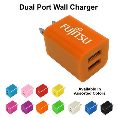 Dual USB 2 Port Wall Charger Orange