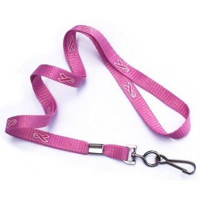 3/8" Pink Breast Cancer Awareness Ribbon Lanyard