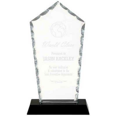 Diamond Facet Glass Award on Black Base (7 3/4")