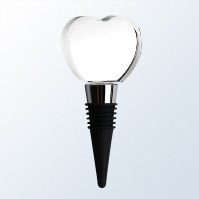 Crystal Heart Wine Stopper, 3 7/8"H