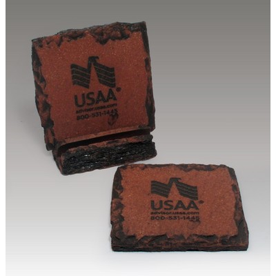 2-Pc Square Slate-Texture Coaster Set w/Base w/Wash