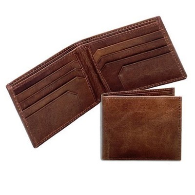 Ashlin® Designer Men's Alvin Bellagio Coffee Brown 8 Pocket Slim Bi-Fold Wallet