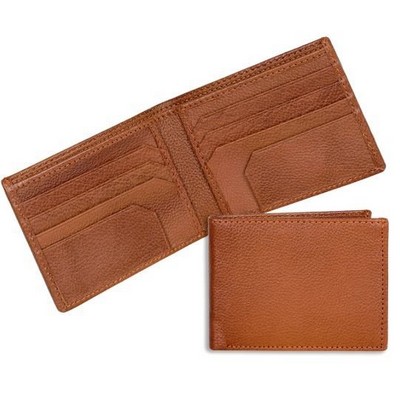 Ashlin® Designer Men's Alvin British Tan Pebbled Cowhide 8 Pocket Slim Bi-Fold Wallet