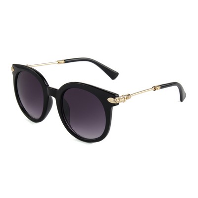 Sunglasses - Smoke Gradient Lenses - Black Frames - Gold Temples