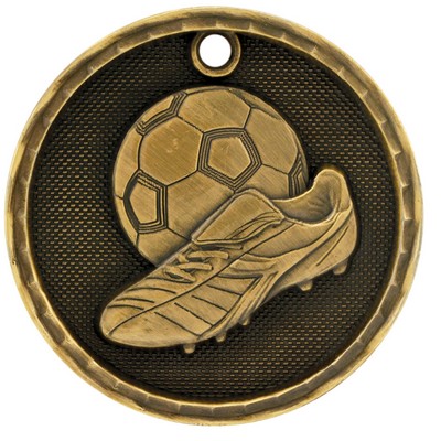 2" Antique Finish 3D Soccer Medal