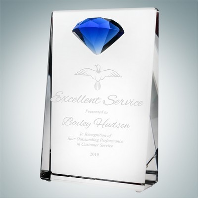 Vertical Rectangle Plaque w/ Blue Diamond Accent (S)