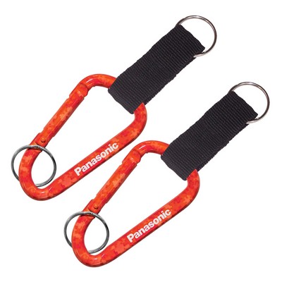 8cm Red Camouflage Aluminum Carabiner w/Strap & Key Ring