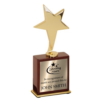 7 1/2" Gold Star Award on Rosewood Piano Finish Base