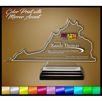 8" Virginia Clear Acrylic Award with Color Print and Mirror Accent