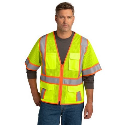 CornerStone® ANSI 107 Class 3 Surveyor Mesh Zippered Two-Tone Short Sleeve Vest