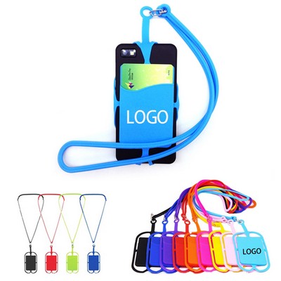 Silicone Lanyard w/Phone Holder & Wallet