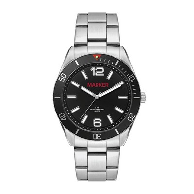 Wc5186 42mm Metal Matte Silver Case, 3 Hand Mvmt, Black Dial, Bk Rotating Bezel, Silver Bracelet, Fl