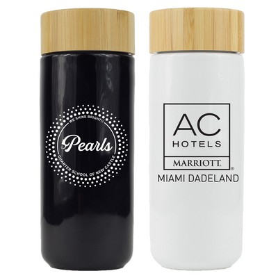 Oceanside 10oz Ceramic Tumbler with Bamboo Lid (Black)