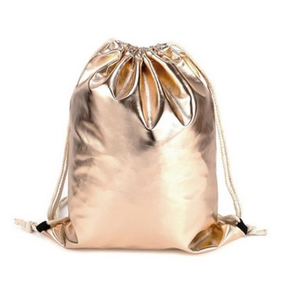 13.78"x 16.54" Metallic Leather Drawstring Backpack