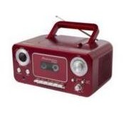 Studebaker Portable Bluetooth® Red CD Player w/AM/FM Radio & Cassette Player/Recorder (Red)