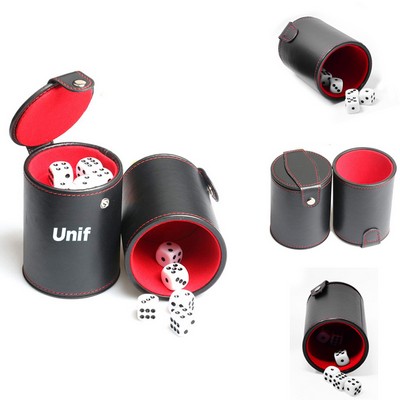 Pu Leather Dice Cup With 5 Pcs Dice