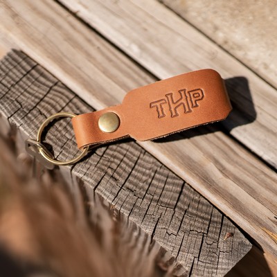 Full-Grain Leather Belt Loop Keychain w/Flat Split Ring