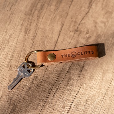 Full-Grain Leather Keychain w/Flat Split Ring