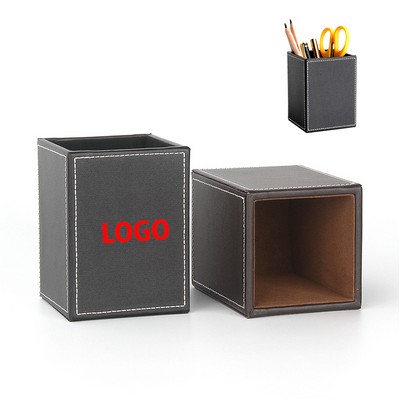 PU Leather Square Pen Holder