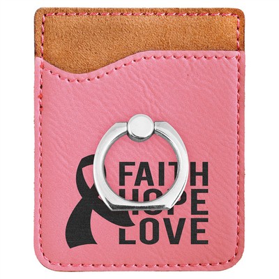 Pink Leatherette Phone Wallet with Silver Ring