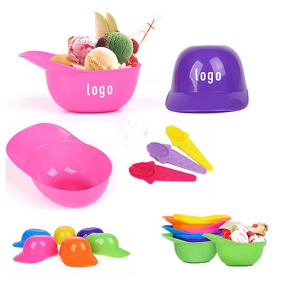 Plastic Hat-shaped Ice-cream Bowl With Spoon