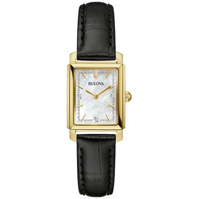 Bulova® Ladies Sutton White Dial Watch w/Black Leather Strap