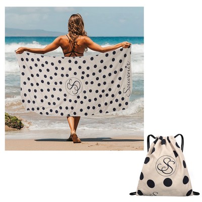 2-In-1 Microfiber Beach Towel Drawstring Backpack