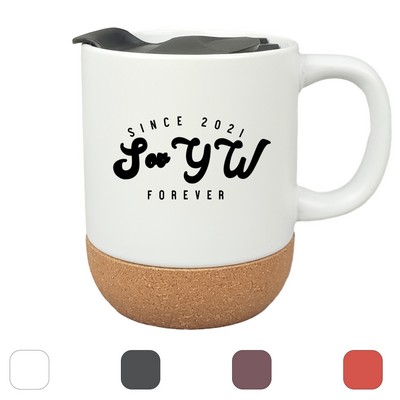 Cork Bottom Ceramic Mug with Lid and Handle