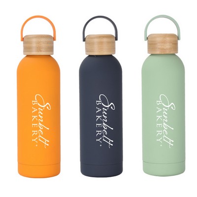 Double Wall Stainless Steel Water Bottle w/ Bamboo Lid 750 Ml