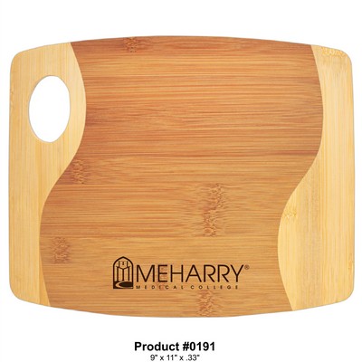 Bamboo Wavy Two Tone Cutting Board with Handle - 11" x 9"