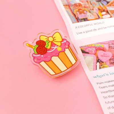 Cake Shaped Acrylic Album Memo Clip Bag Binder Sealing Clip Food Bag Clamp-Two Sides Imprint