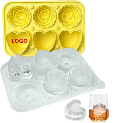 3 Heart & 3 Rose Shape Ice Ball Maker