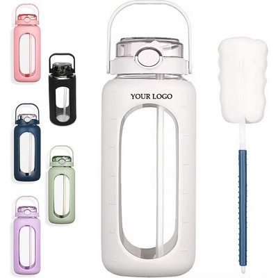 64oz Glass Water Bottle with Straw