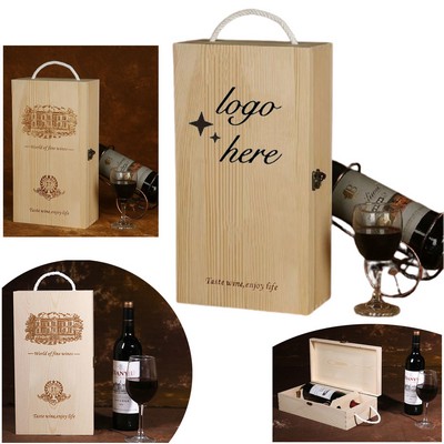 Double Bottle Pine Wood Wine Box