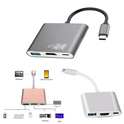 Portable USB C to HDMI and USB Adapter