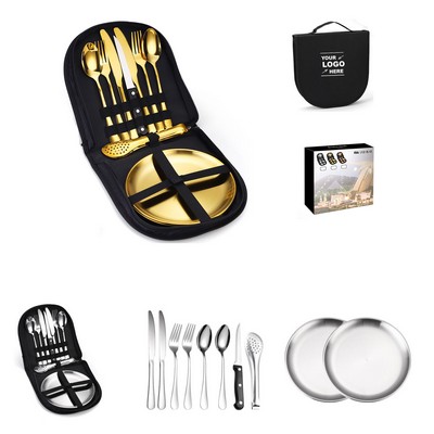 10 Piece Portable Outdoor Stainless Steel Cutlery Kit