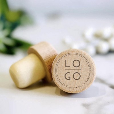 Custom Engraved Wood Corks - Rubber Stopper with Light Natural Wooden Top