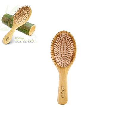 Elliptical Wood Hair Brush Comb