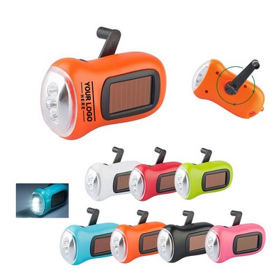 Solar-Powered Hand Crank Flashlight with Generator Function