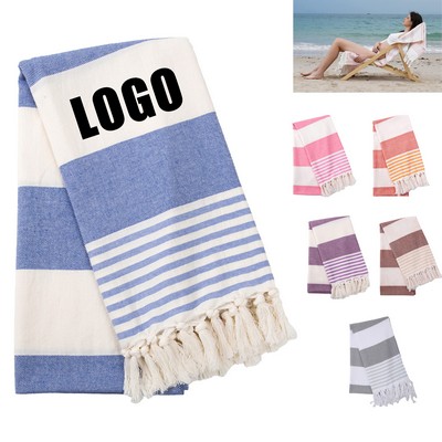 Cotton Beach Towel With Tassels